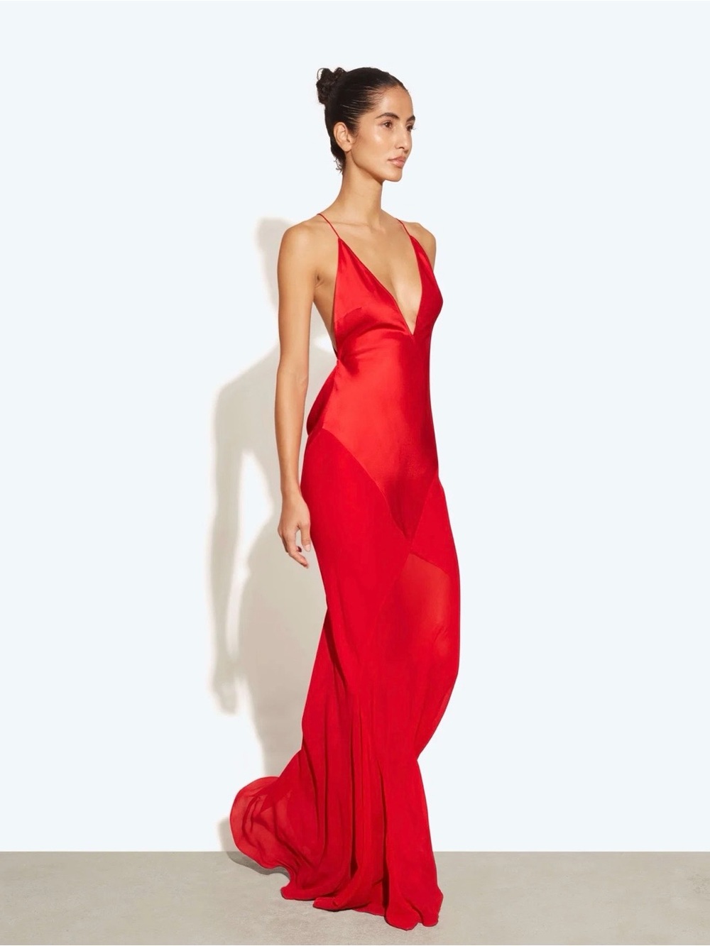 Rat & Boa Red Satin V-Neck Maxi Dress